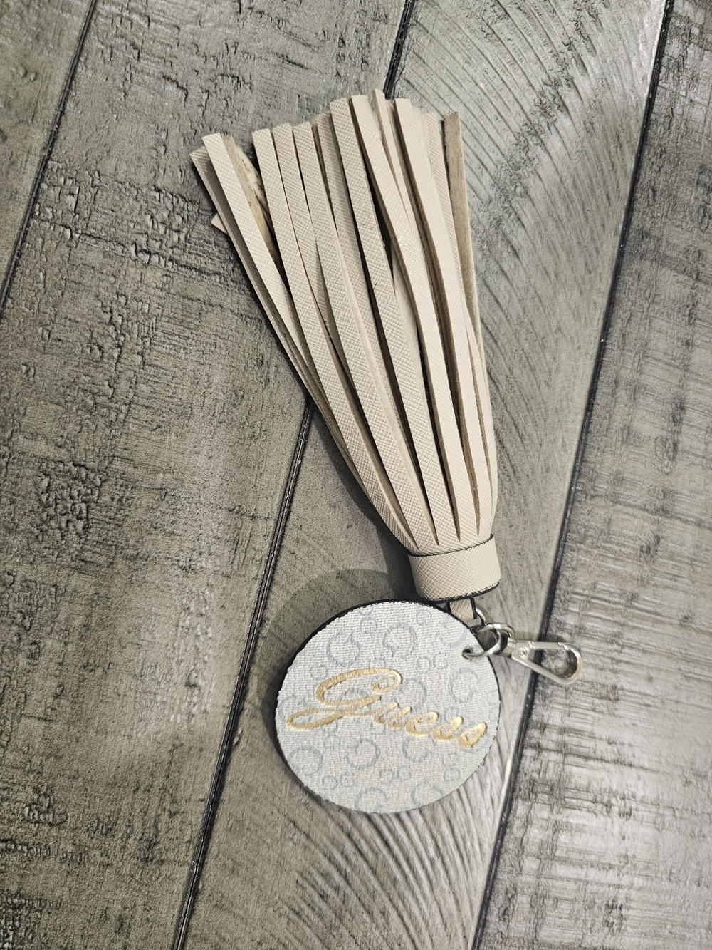 Guess Tassel Keychain Bag Charm - Cream